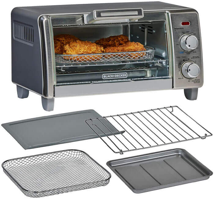 BLACK+DECKER Crisp 'N Bake smallest toaster oven with air fry function on tiny counter