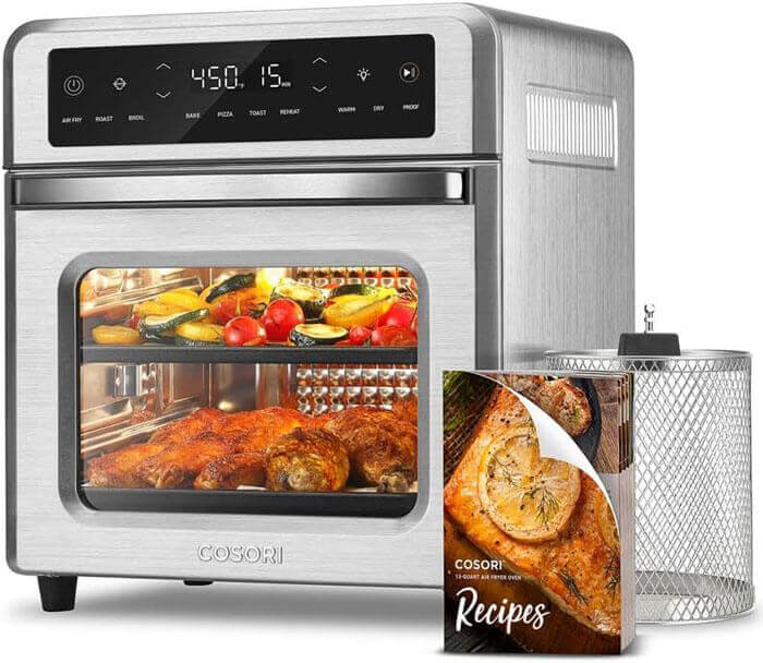 COSORI Air Fryer Toaster Oven with multiple functions replacing several appliances in small kitchen