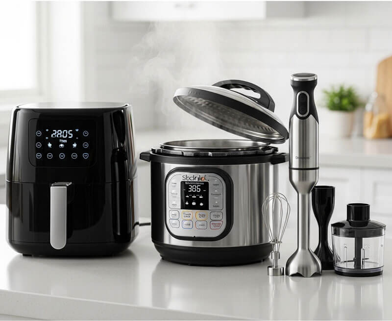 Multi-function kitchen appliances that save space by replacing multiple single-use tools