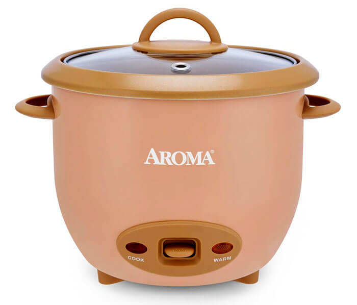 Aroma 6-cup one-touch rice cooker in white with glass lid, best value compact rice cooker for small families