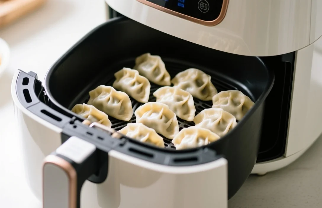 Arranging pot stickers in the air fryer basket for even heat - how to make pot stickers in the air fryer​