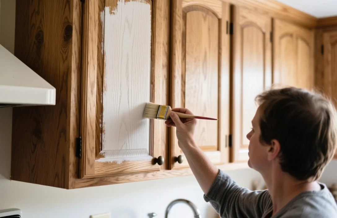 Painting Oak Cabinets Without Showing Grain - how to update oak kitchen cabinets​