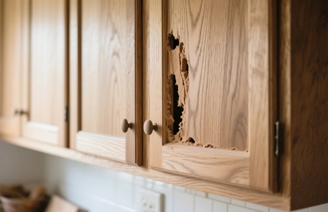 Sanding Oak Grain and Filling Open Pores - how to update oak kitchen cabinets​
