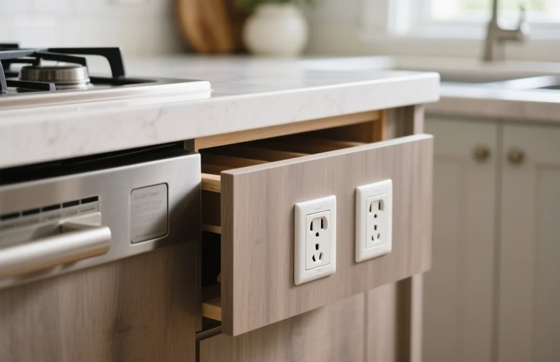 Use Pop Up Countertop Outlets - how to hide outlets in kitchen​