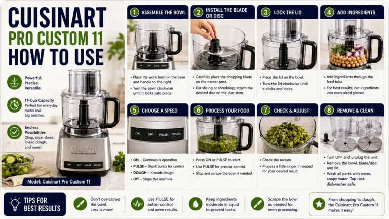 Cuisinart Pro Custom 11 food processor with work bowl, metal blade, and slicing discs on a clean kitchen counter