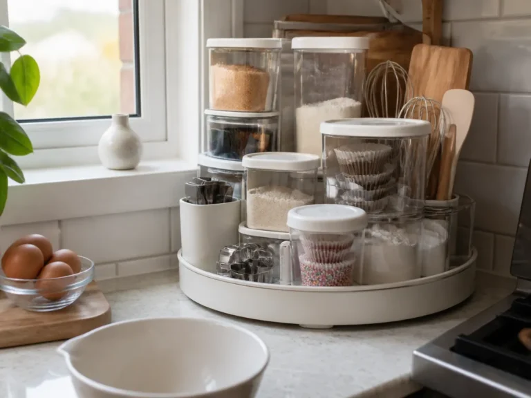 how to organize baking supplies in small kitchen