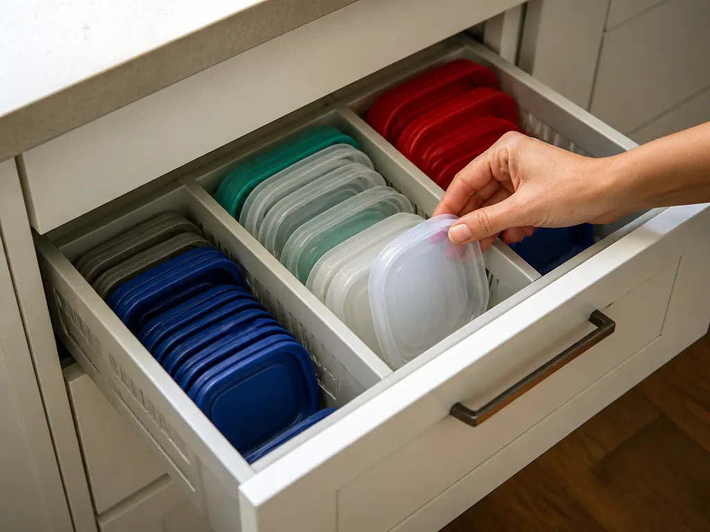 How to Organize Tupperware Lids in Deep Drawers - how to organize Tupperware lids in deep drawers