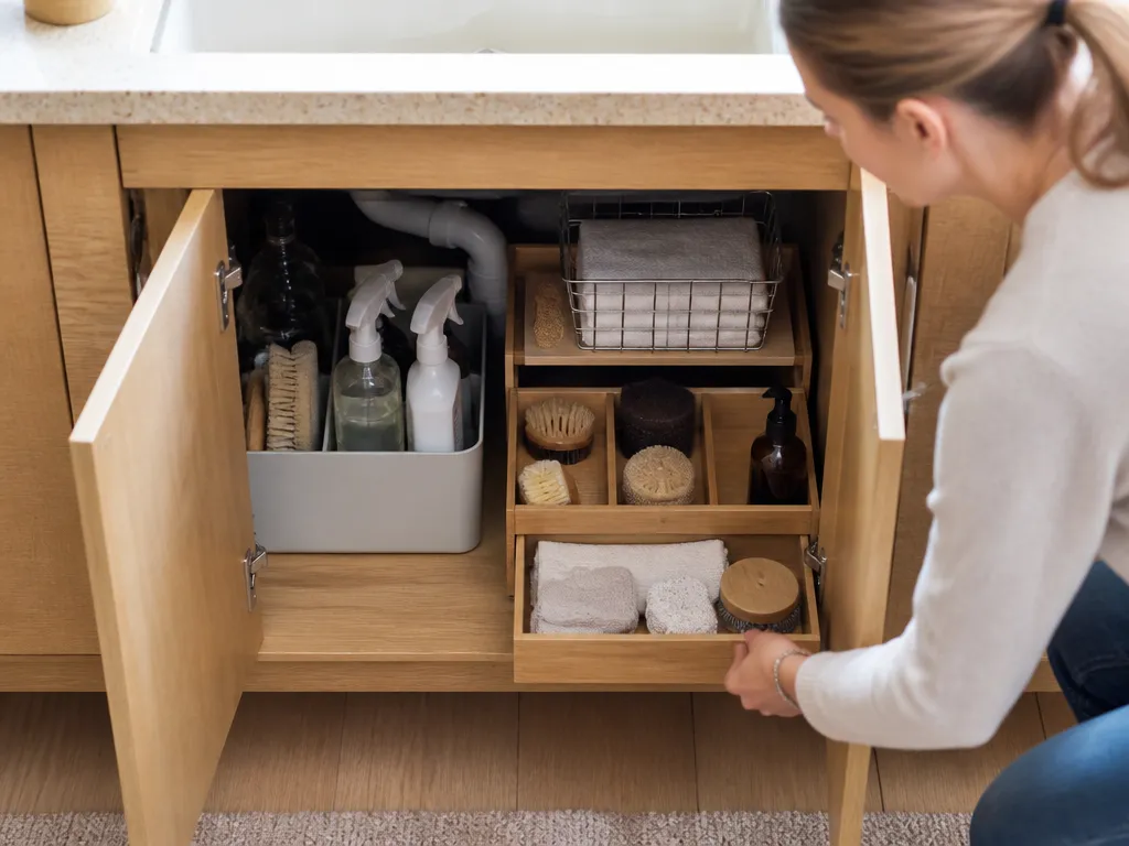 how to organize under cabinet space