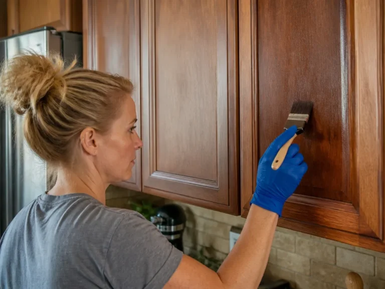 how to stain kitchen cabinets without sanding