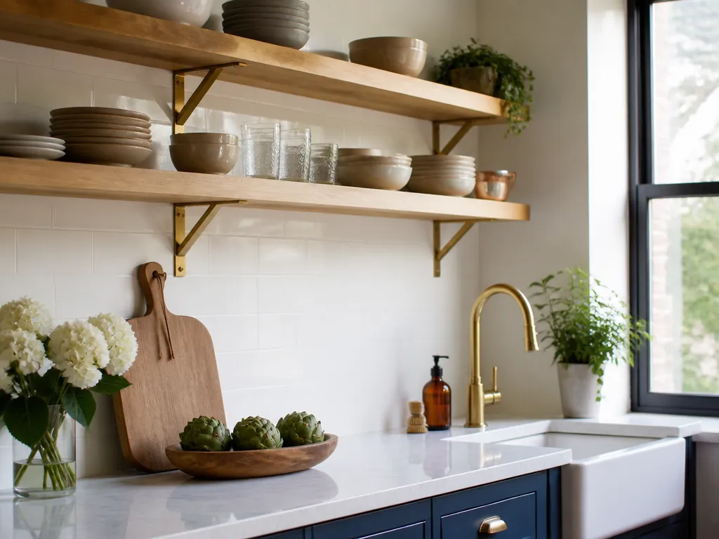 How to Style Open Shelving Without Clutter - how to use open shelving in kitchen