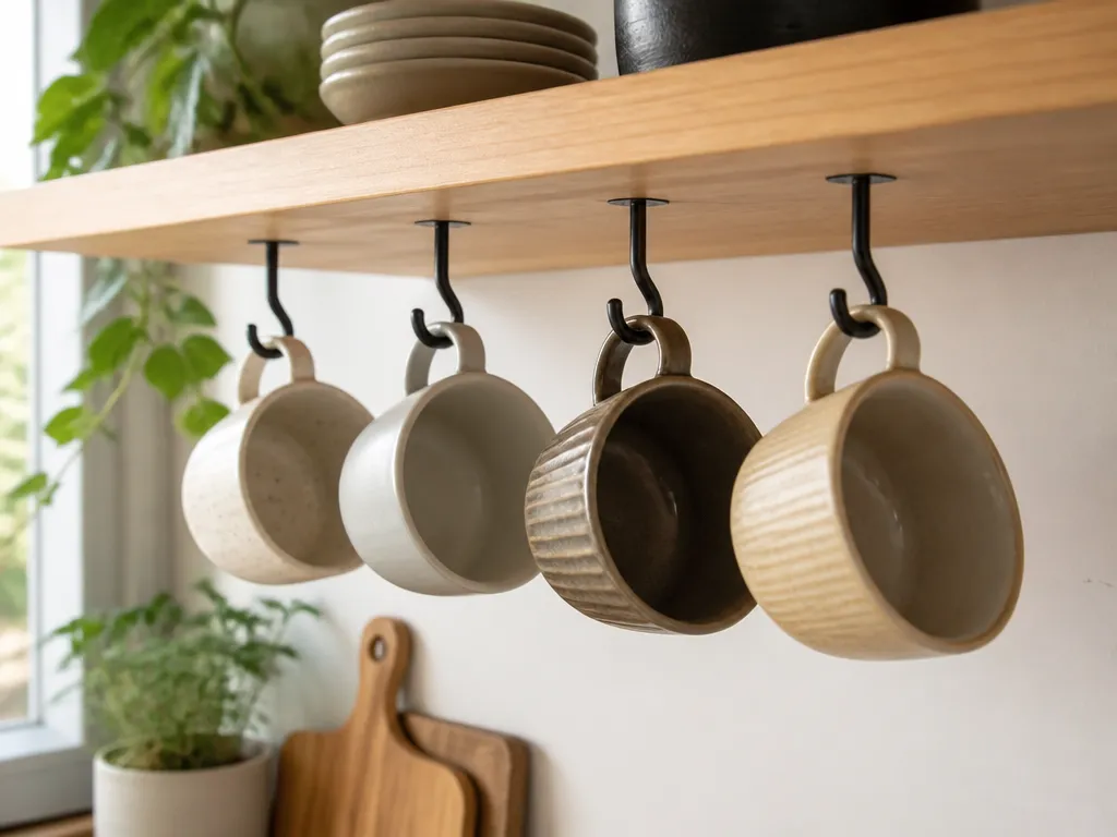 Install the Hooks Without Damaging the Shelf - when to use under shelf mug hooks