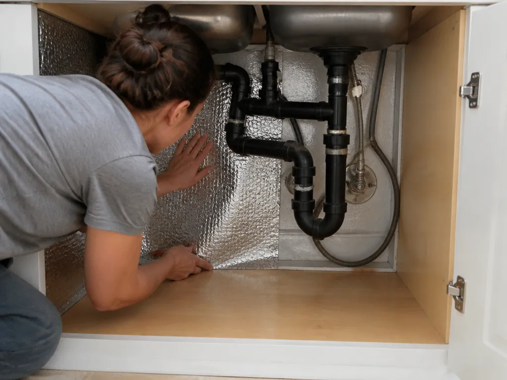 Seal Cabinet Gaps and Block Drafts - how to insulate under kitchen sink
