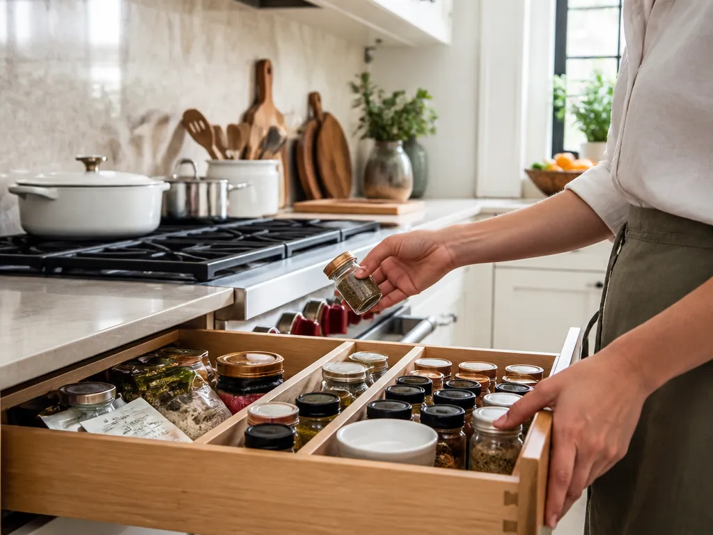 Store Ingredients, Tools, and Pots by Task - how to organize kitchen zones for cooking