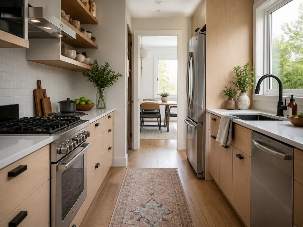 Use these guidelines: - how to arrange a galley kitchen