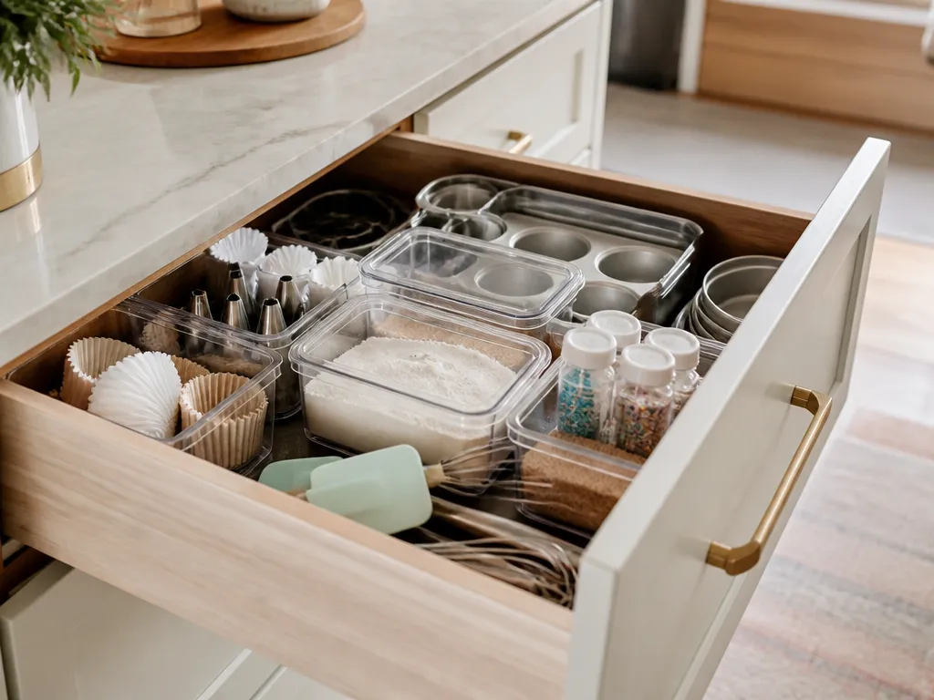 Use this simple format: - how to organize baking supplies in small kitchen