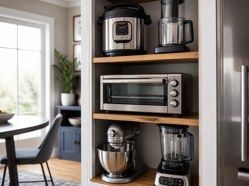 Utilizing vertical space for bulky small appliances - how to organize kitchen appliances