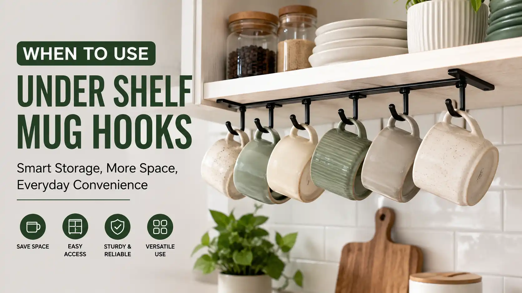 when to use under-shelf mug hooks